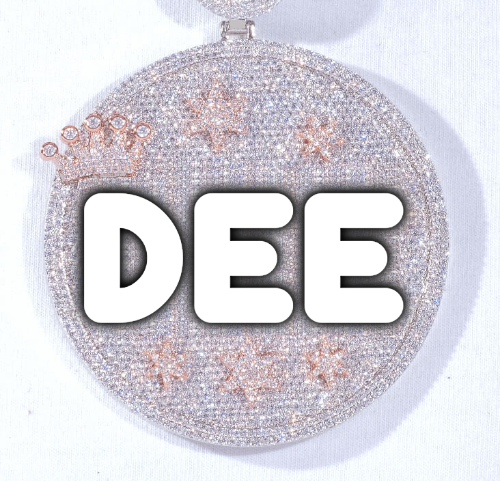 CUSTOM LETTER NECKLACE 3D BIG CROWN DISC