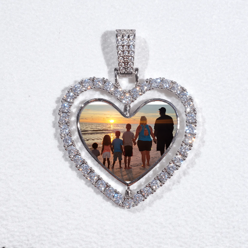 3D Spinning 2-Faced Heart Custom Picture Pendant