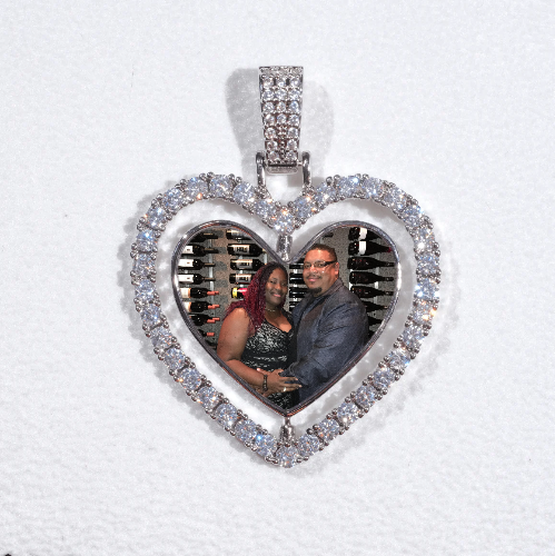 3D Spinning 2-Faced Heart Custom Picture Pendant