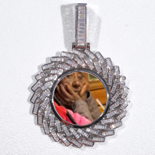Large 3D Baguette Custom Picture Pendant