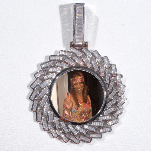 Large 3D Baguette Custom Picture Pendant