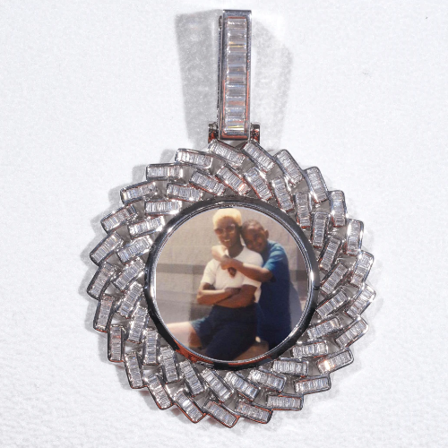 Large 3D Baguette Custom Picture Pendant