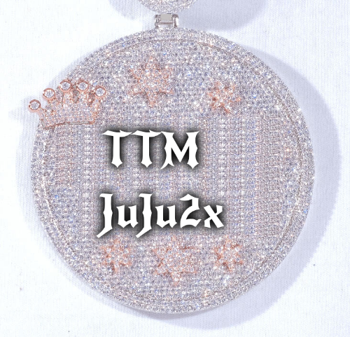 CUSTOM LETTER NECKLACE 3D BIG CROWN DISC