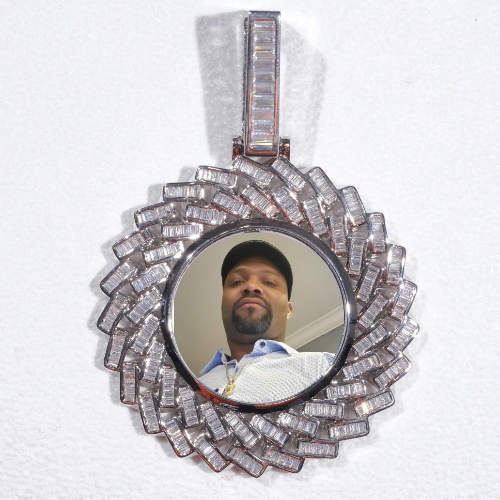 Large 3D Baguette Custom Picture Pendant