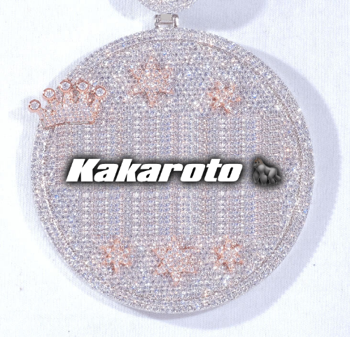 CUSTOM LETTER NECKLACE 3D BIG CROWN DISC