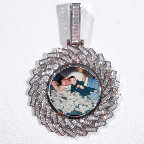 Large 3D Baguette Custom Picture Pendant