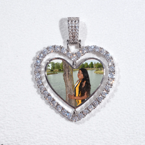 3D Spinning 2-Faced Heart Custom Picture Pendant