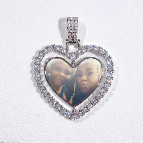 3D Spinning 2-Faced Heart Custom Picture Pendant