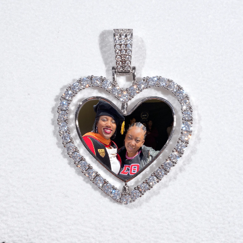 3D Spinning 2-Faced Heart Custom Picture Pendant
