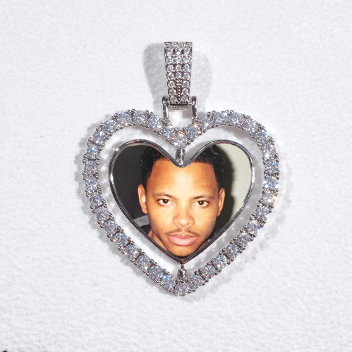 3D Spinning 2-Faced Heart Custom Picture Pendant