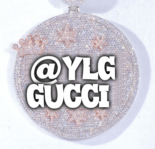 CUSTOM LETTER NECKLACE 3D BIG CROWN DISC