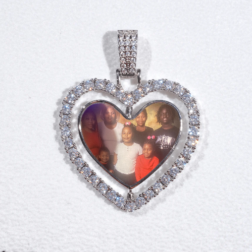 3D Spinning 2-Faced Heart Custom Picture Pendant