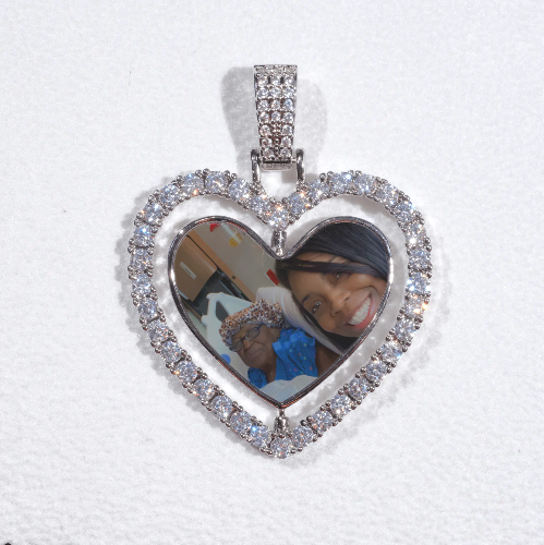 3D Spinning 2-Faced Heart Custom Picture Pendant