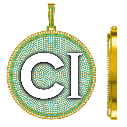 CUSTOM LETTER NECKLACE 3D BIG DISC