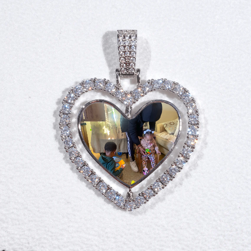 3D Spinning 2-Faced Heart Custom Picture Pendant