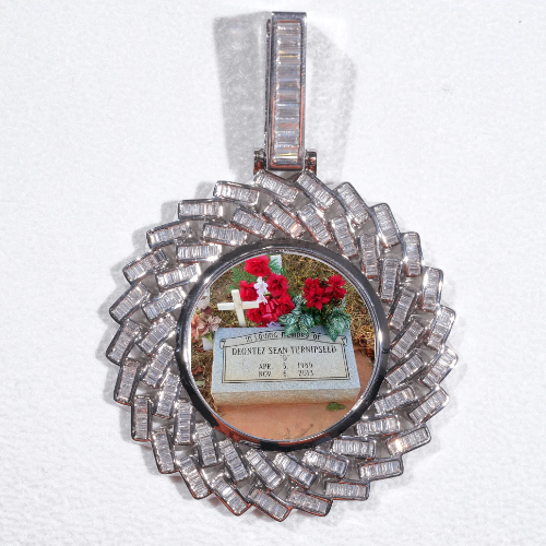 Large 3D Baguette Custom Picture Pendant