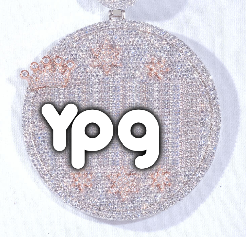 CUSTOM LETTER NECKLACE 3D BIG CROWN DISC