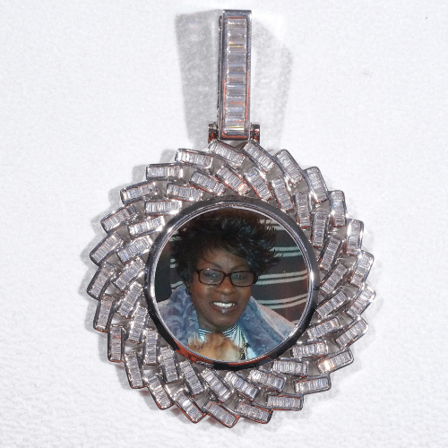 Large 3D Baguette Custom Picture Pendant