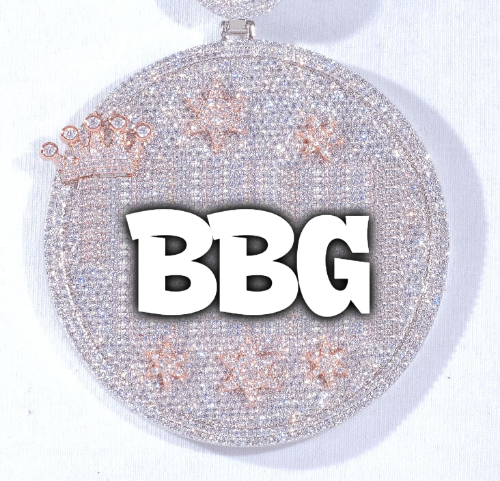CUSTOM LETTER NECKLACE 3D BIG CROWN DISC