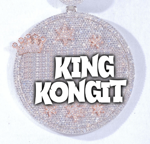 CUSTOM LETTER NECKLACE 3D BIG CROWN DISC