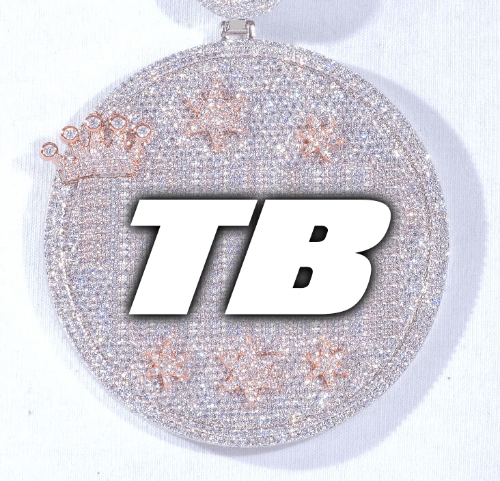 CUSTOM LETTER NECKLACE 3D BIG CROWN DISC
