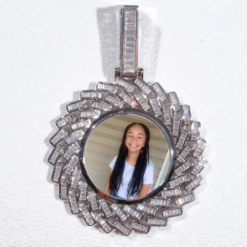 Large 3D Baguette Custom Picture Pendant