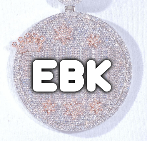 CUSTOM LETTER NECKLACE 3D BIG CROWN DISC