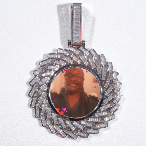 Large 3D Baguette Custom Picture Pendant