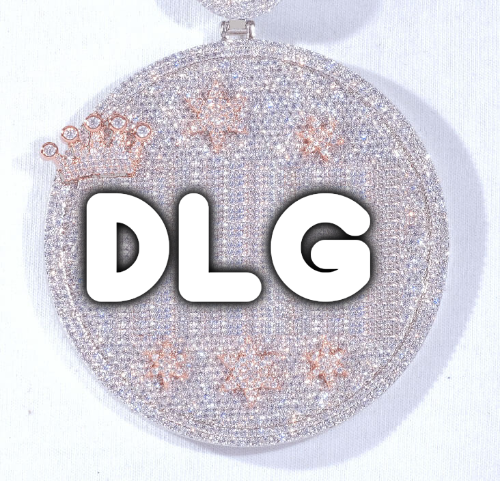 CUSTOM LETTER NECKLACE 3D BIG CROWN DISC