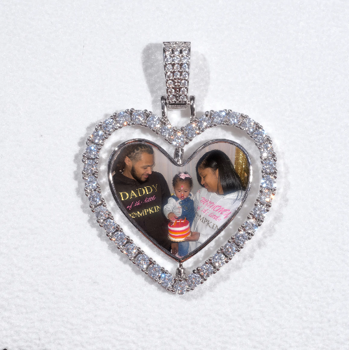 3D Spinning 2-Faced Heart Custom Picture Pendant