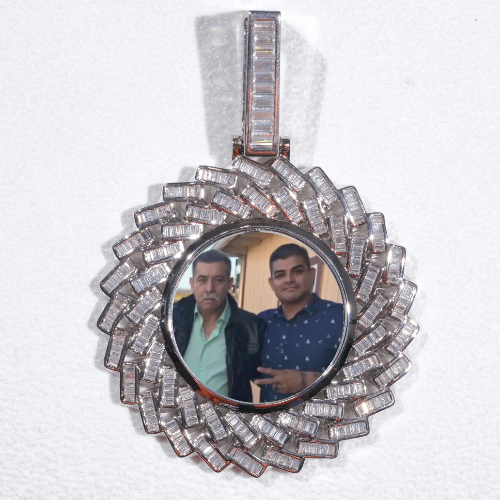 Large 3D Baguette Custom Picture Pendant
