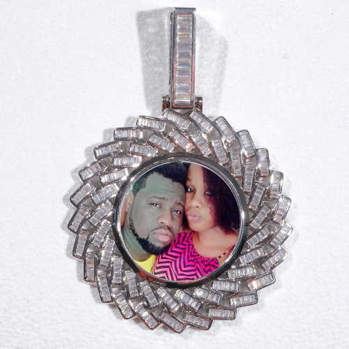 Large 3D Baguette Custom Picture Pendant
