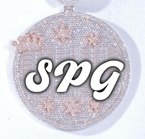 CUSTOM LETTER NECKLACE 3D BIG CROWN DISC