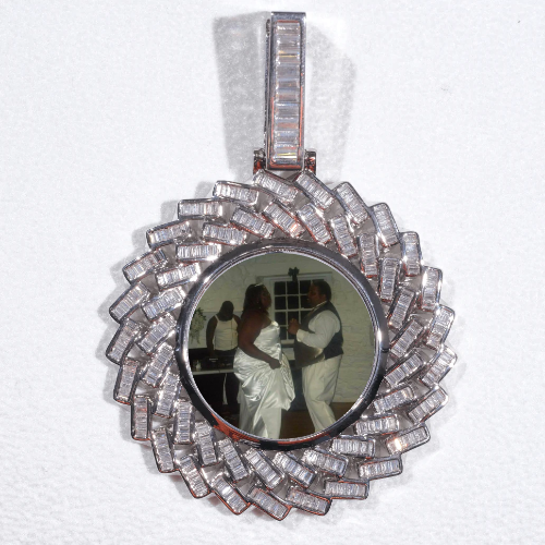 Large 3D Baguette Custom Picture Pendant