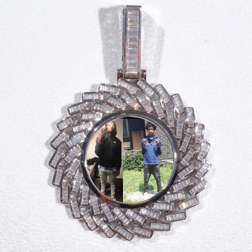 Large 3D Baguette Custom Picture Pendant