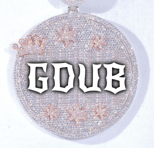 CUSTOM LETTER NECKLACE 3D BIG CROWN DISC