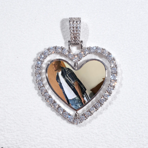3D Spinning 2-Faced Heart Custom Picture Pendant