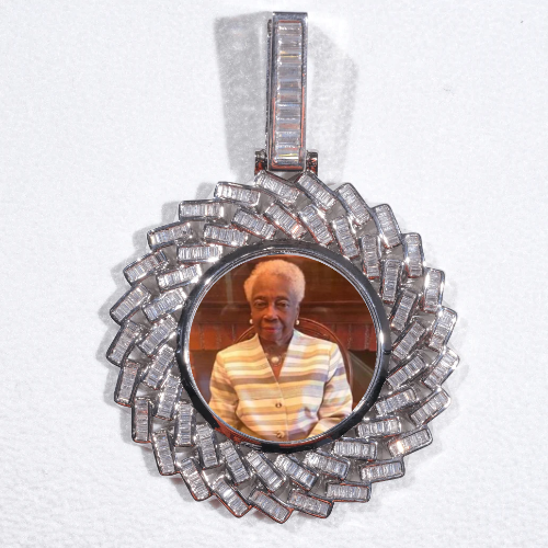 Large 3D Baguette Custom Picture Pendant