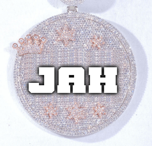 CUSTOM LETTER NECKLACE 3D BIG CROWN DISC