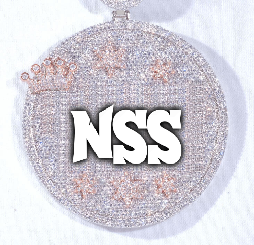 CUSTOM LETTER NECKLACE 3D BIG CROWN DISC