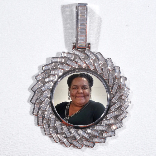 Large 3D Baguette Custom Picture Pendant