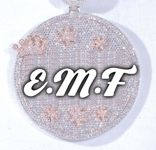 CUSTOM LETTER NECKLACE 3D BIG CROWN DISC