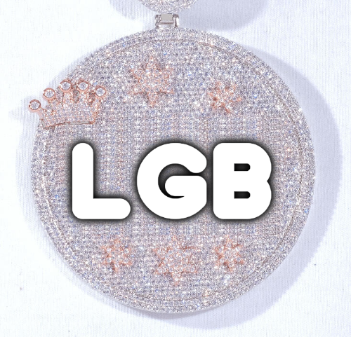 CUSTOM LETTER NECKLACE 3D BIG CROWN DISC
