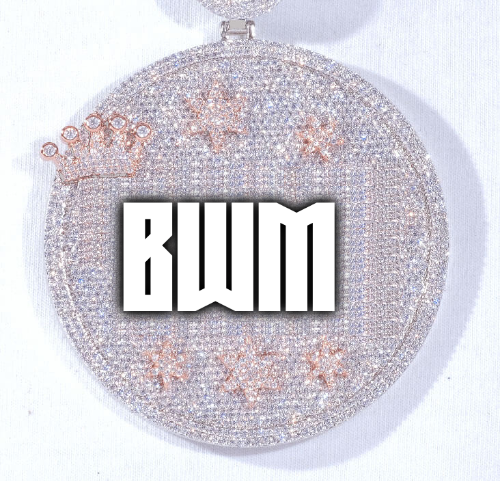 CUSTOM LETTER NECKLACE 3D BIG CROWN DISC