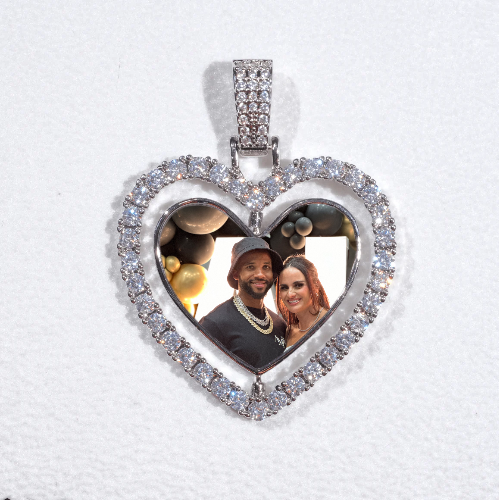 3D Spinning 2-Faced Heart Custom Picture Pendant
