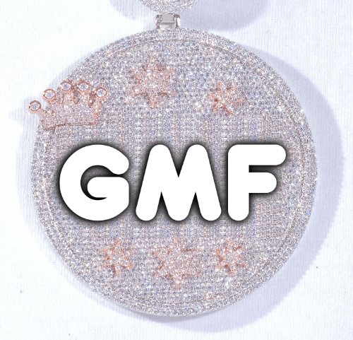 CUSTOM LETTER NECKLACE 3D BIG CROWN DISC