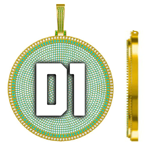 CUSTOM LETTER NECKLACE 3D BIG DISC