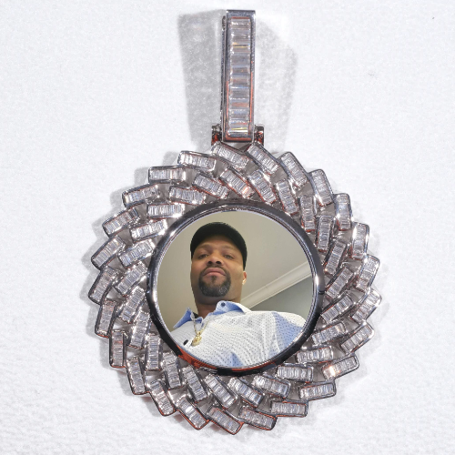 Large 3D Baguette Custom Picture Pendant
