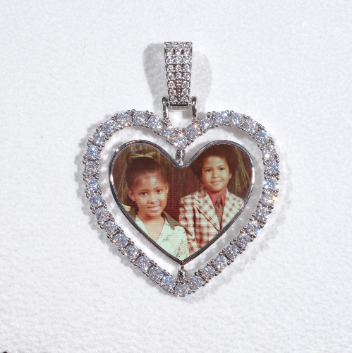 3D Spinning 2-Faced Heart Custom Picture Pendant