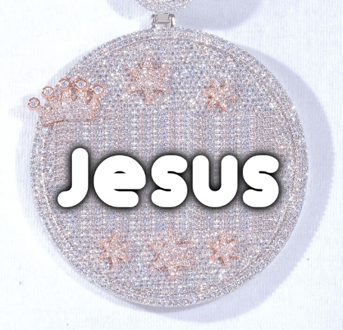 CUSTOM LETTER NECKLACE 3D BIG CROWN DISC